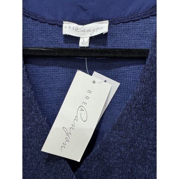 BREA CANYON Womens Cardigan Navy Sweater LARGE - Picture 4 of 6